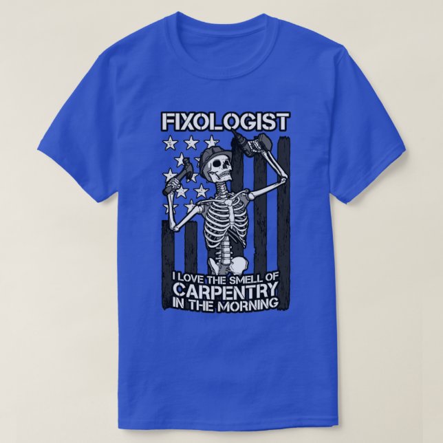 Fixologe Gothic Skeleton USA Flag Woodworking Ca T-Shirt (Design vorne)