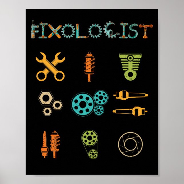 Fixologe Vintag Handyman Gift Mechanical Tool Poster (Vorne)