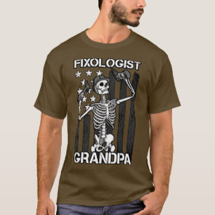 Fixologin Grandpa Skeleton USA Flag Woodworking C T-Shirt