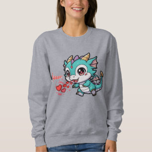 Fiyaaah Süßer Baby-Drache Chibi Anime Kawaii Herz Sweatshirt