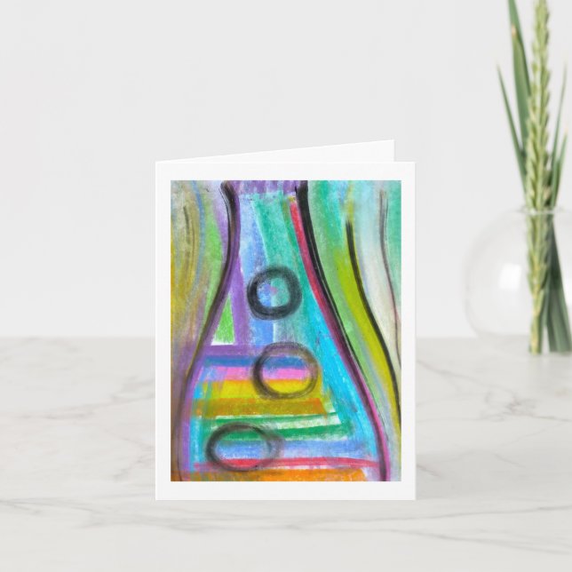 "Fizz de bouteille" Carte de note, Pastel sur papi (Devant)