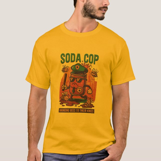 Fizz Force Soda Cop T-Shirt – Funny Retro (Devant)