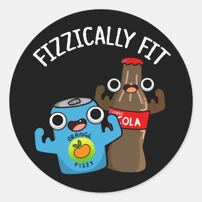 Fizzisch Fit Funny Fizzy Cola Pub Dark BG Runder Aufkleber (Vorderseite)
