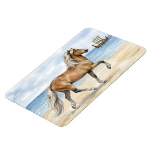 Fjara Isländisches Pferd Aquarell am Strand Magnet