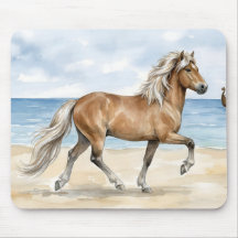 Fjara Isländisches Pferd Aquarell am Strand