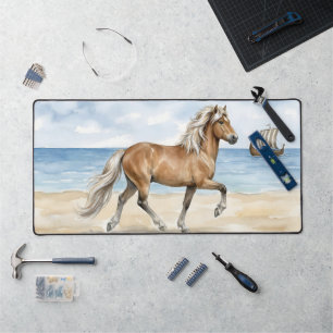 Fjara Isländisches Pferd Aquarell am Strand Schreibtischunterlage