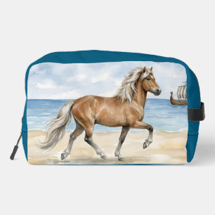 Fjara Isländisches Pferd Aquarell am Strand  Waschbeutel