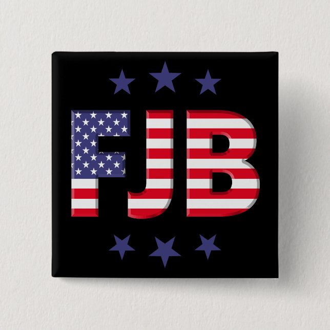 FJB Anti Biden pro Trump amerikanische Flagge Button (Vorderseite)
