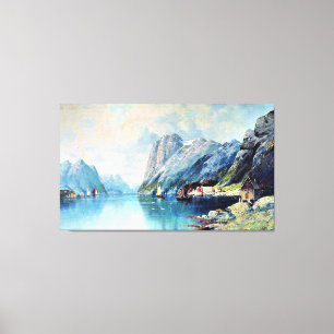 Fjord in Norwegen, Kunstmalerei, Leinwanddruck