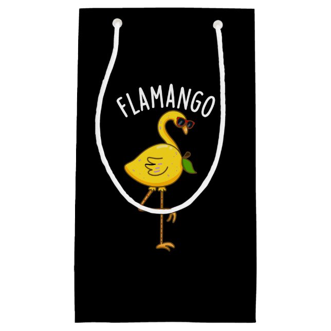 Fla-mango Funny Flamingo Pun Dark BG Kleine Geschenktüte (Vorderseite)