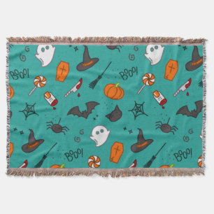 Flach-Style Halloween türkisfarbenes Muster. Decke