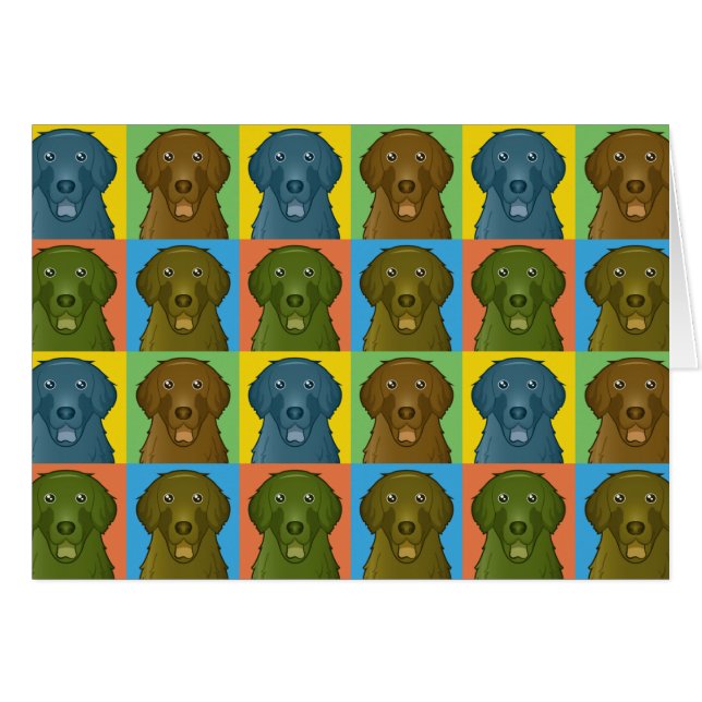 Flach-Überzogene Retriever-HundeCartoon Pop-Kunst (Vorderseite (Horizontal))