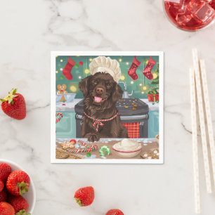 Flach überzogenes Retriever Holiday Baking: Weihna Serviette