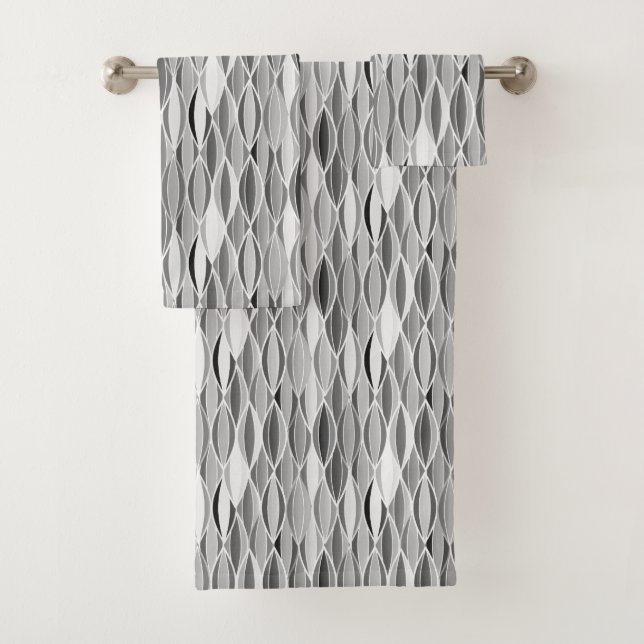 Flachbanddruck Mitte des Jahrhunderts, Grauschatti Badhandtuch Set (Insitu)