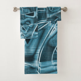 Flachbandkurven, blauer Nebel mit Relief und Überl Badhandtuch Set