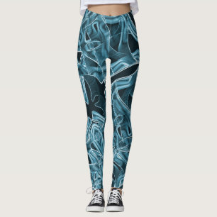 Flachbandkurven, blauer Nebel mit Relief und Überl Leggings