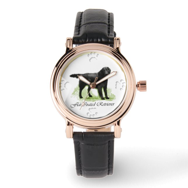 Flachbeschichtete Retriever Kunstgeschenke Armbanduhr (Vorderseite)
