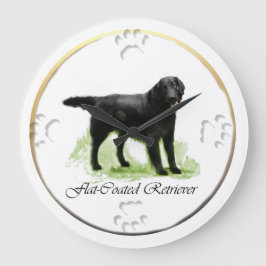 Flachbeschichtete Retriever Kunstgeschenke Große Wanduhr