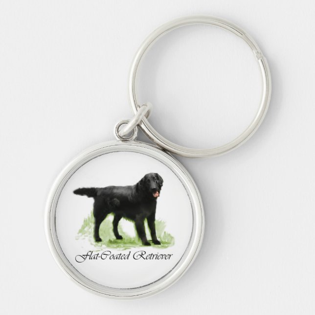 Flachbeschichtete Retriever Kunstgeschenke Schlüsselanhänger (Vorne)