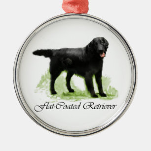 Flachbeschichtete Retriever Kunstgeschenke Silbernes Ornament