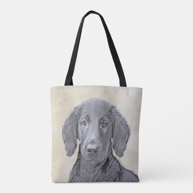 Flachbeschichtete Retriever-Malerei - Original Hun Tasche (Rückseite)