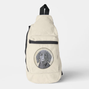 Flachbeschichtete Retriever-Malerei Schwarze Haust Crossbody Bag