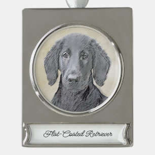 Flachbeschichtetes Retriever-Gemälde - Originale H Banner-Ornament Silber