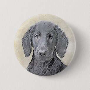 Flachbeschichtetes Retriever-Gemälde - Originale H Button
