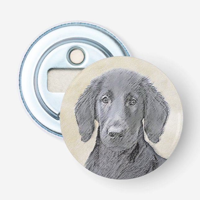 Flachbeschichtetes Retriever-Gemälde - Originale H Flaschenöffner (Vorderseite)