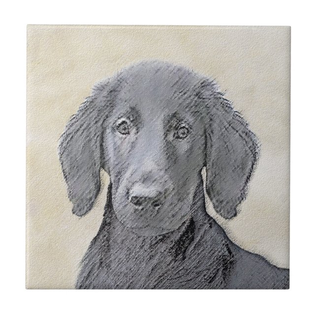 Flachbeschichtetes Retriever-Gemälde - Originale H Fliese (Vorderseite)