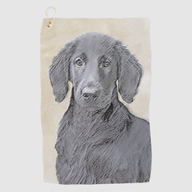 Flachbeschichtetes Retriever-Gemälde - Originale H Golfhandtuch (Vorderseite)