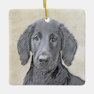 Flachbeschichtetes Retriever-Gemälde - Originale H Keramikornament