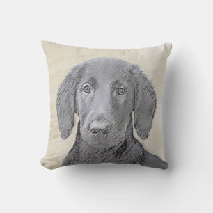 Flachbeschichtetes Retriever-Gemälde - Originale H Kissen