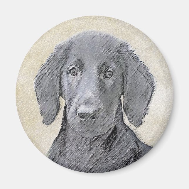 Flachbeschichtetes Retriever-Gemälde - Originale H Magnet (Vorne)