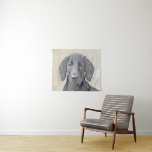 Flachbeschichtetes Retriever-Gemälde - Originale H Wandteppich