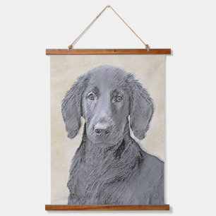 Flachbeschichtetes Retriever-Gemälde - Originale H Wandteppich Mit Holzrahmen