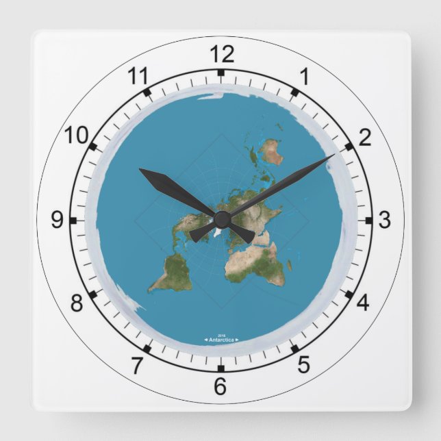 Flachbild-Earth-Map-Festplattenuhr Quadratische Wanduhr (Vorderseite)
