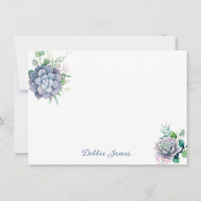 Flachbild-Note-Card-Succulents Mitteilungskarte (Vorderseite)