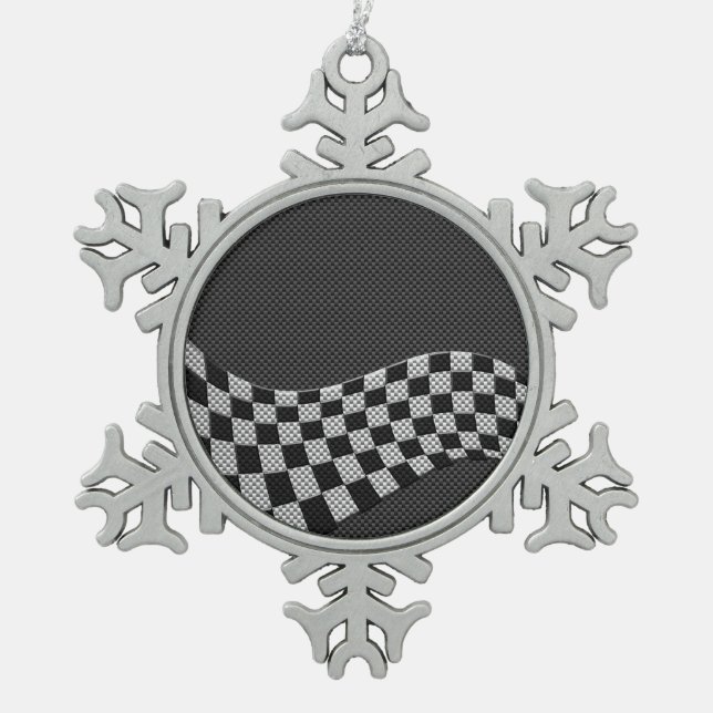 Flachbildschirm für Kohlenstofffaser Schneeflocken Zinn-Ornament (Vorderseite)