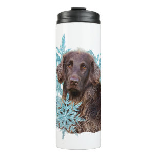 Flachbildschirm Retriever im Schneeflocken Thermosbecher