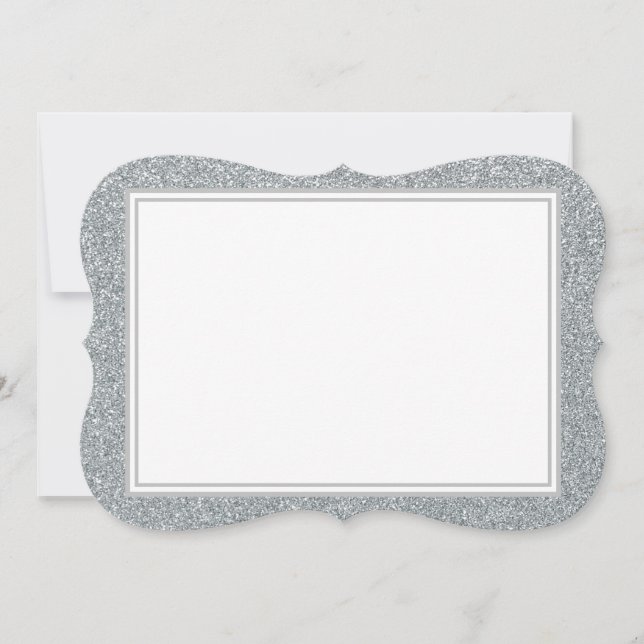 Flachbildschirm-Silver-Glitzer Mitteilungskarte (Vorderseite)