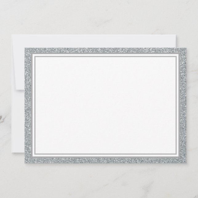 Flachbildschirm-Silver-Glitzer Mitteilungskarte (Vorderseite)