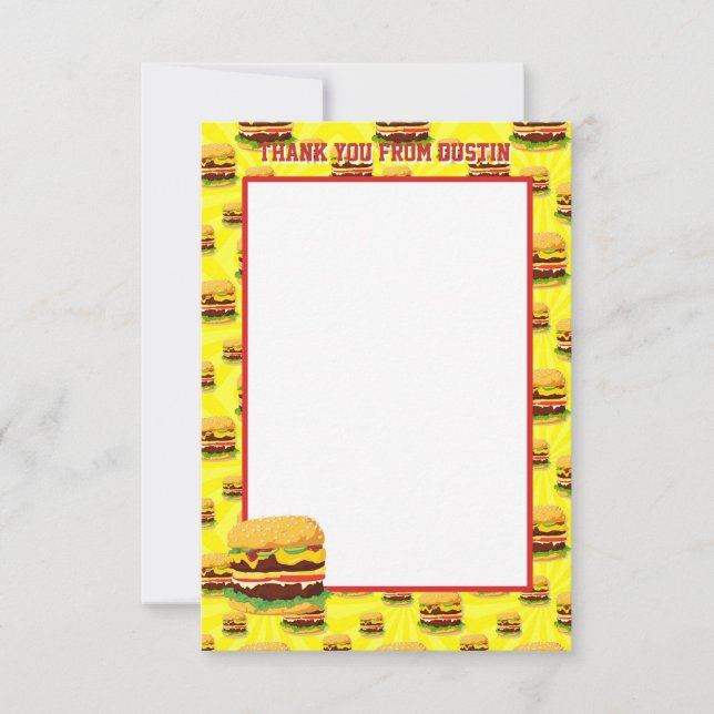 Flachbildschirm, zwei Seiten, Cheeseburger, Danke, Dankeskarte (Vorderseite)
