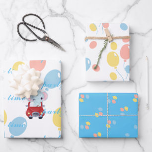 Flachblatt-Set aus Mustervordruck von 3 Geschenkpapier Set