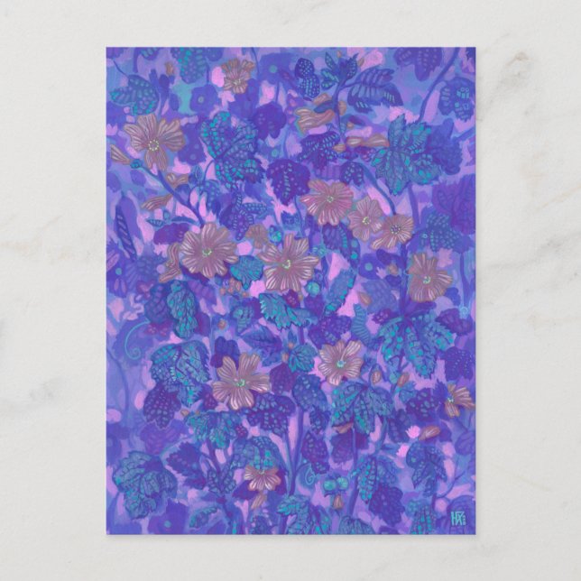 Flachblüten, Malva-Blume Blumenbilder Lila Postkarte (Vorderseite)