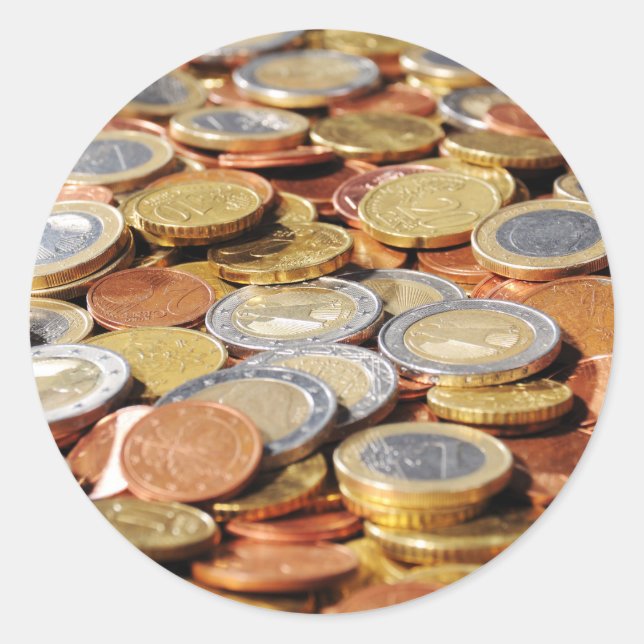 Fläche aus Euromünzen Runder Aufkleber (Vorderseite)