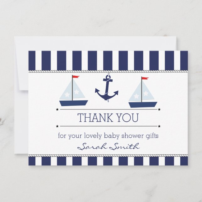 Flache die Jungen-SeeBabyparty danken Ihnen zu Dankeskarte (Vorderseite)