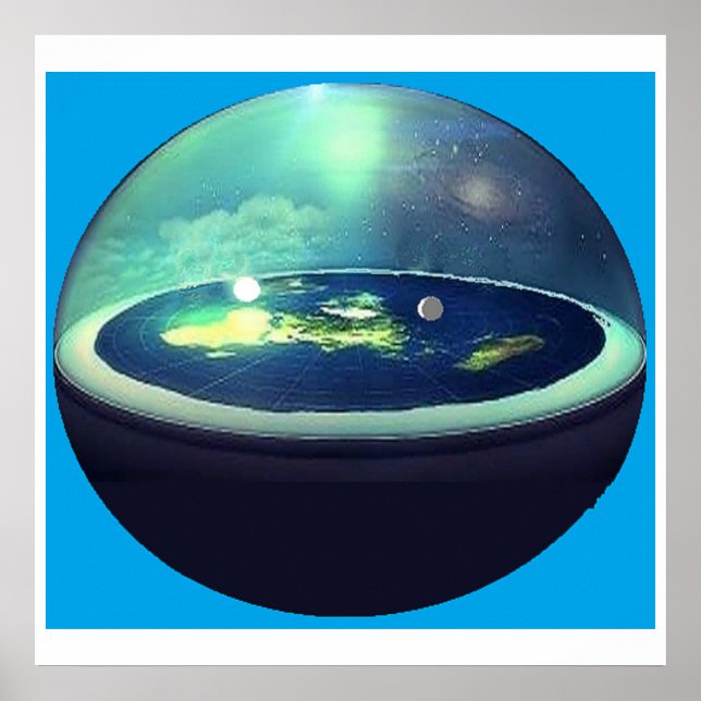 flache Erde mit Kuppelposter Poster (Vorne)