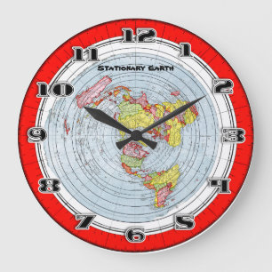 Flache ErdeGleasons stationäre Karte der Welt Große Wanduhr