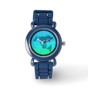 Flache Erdkarte - Azimuthal äquidistante Armbanduhr